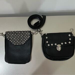Leather crossbody/belt bags (2) with strap selling together